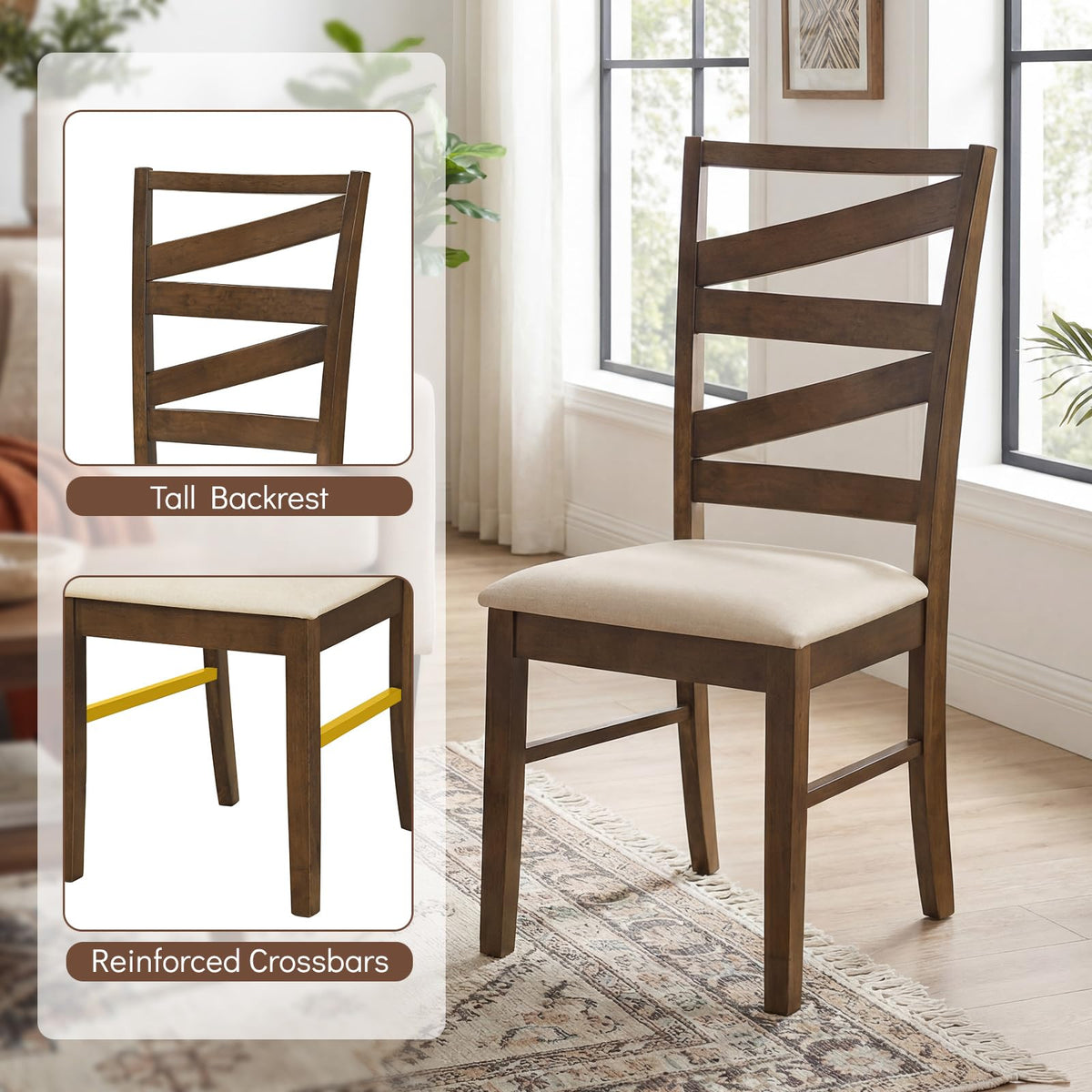 Goflame Kitchen Chairs with Tall Backrests for Dining Room