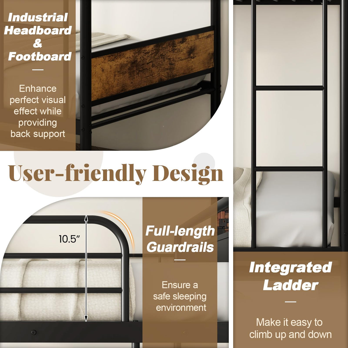 Goflame Metal Twin Over Twin Bunk Bed with Trundle