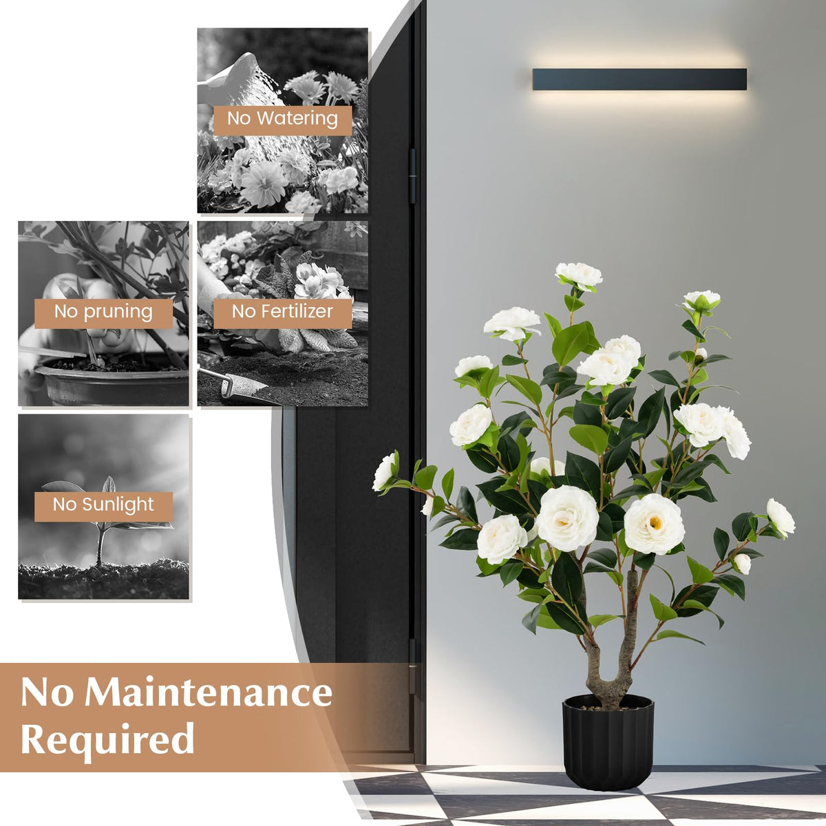 GOFLAME 38” Artificial Camellia Tree 2 Packs