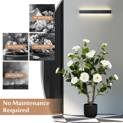 GOFLAME 38” Artificial Camellia Tree 2 Packs