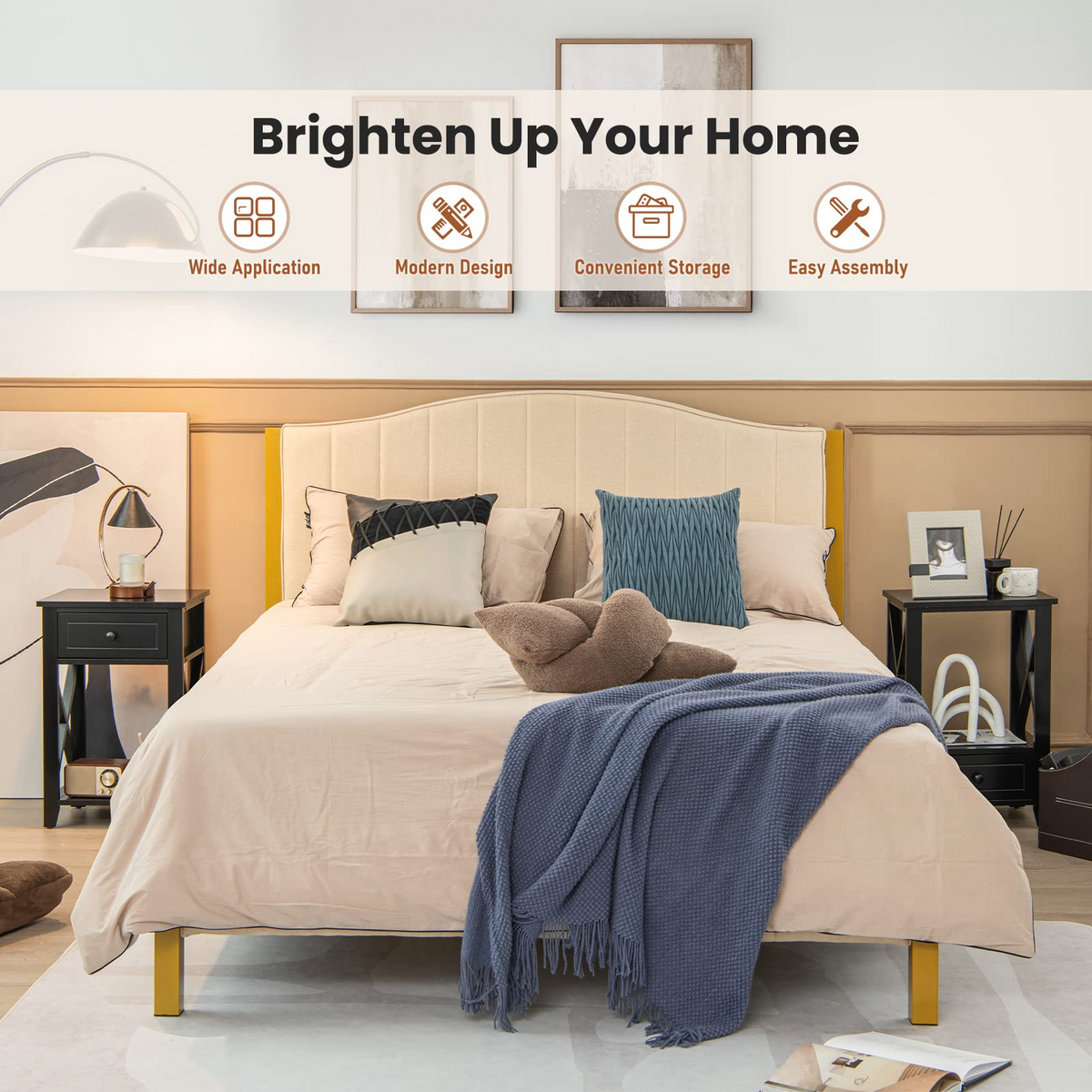 Goflame Modern X-Design Nightstand Set