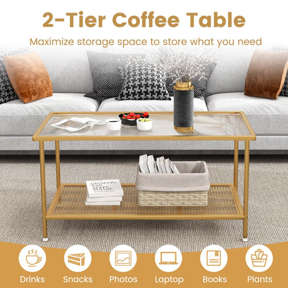 Goflame 2-Tier Modern Coffee Table