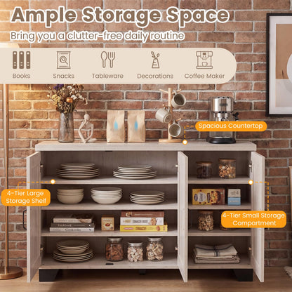 Goflame Sideboard Buffet Cabinet | 45" Farmhouse Coffee Bar Cabinet with 3 Doors & Adjustable Shelves