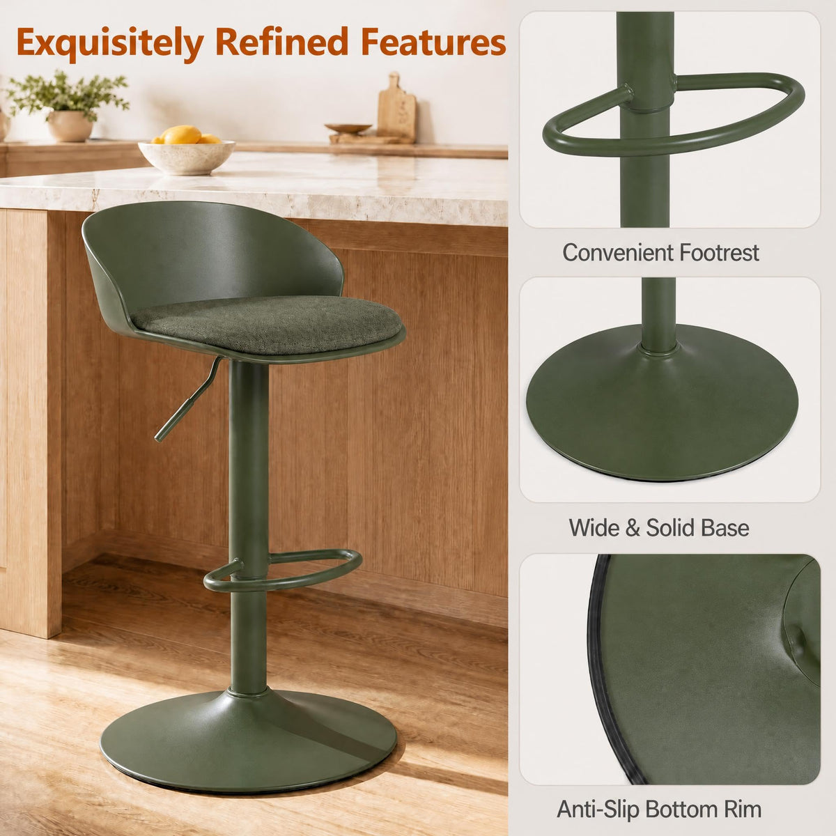 GOFLAME Bar Stools Set of 2/4 Adjustable Bar Height Stools