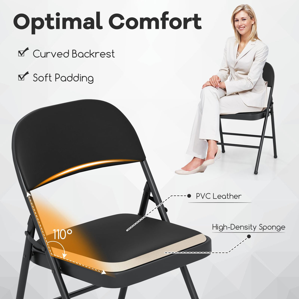 Goflame Portable Party Chairs with Metal Frame