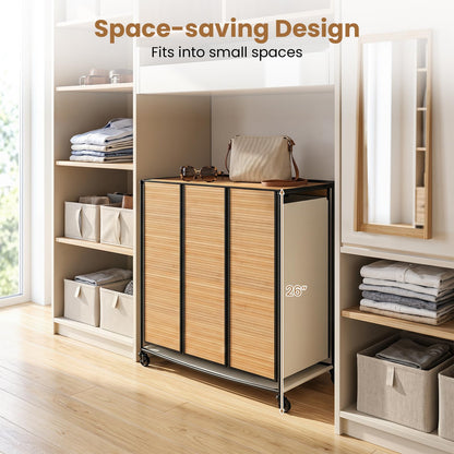 Goflame Laundry Hamper Sorter 3 Section with Lid