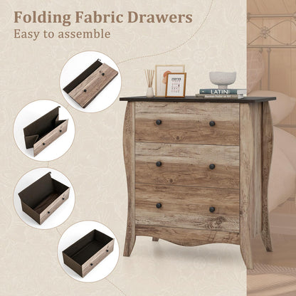 Goflame Storage Cabinet with Foldable & Detachable Fabric Drawers, Anti-Tipping Kit, 26.5” x 15” x 30” Farmhouse Floor Cabinet