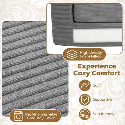 Goflame 2-Seater Floor Couch with Removable Corduroy Cover