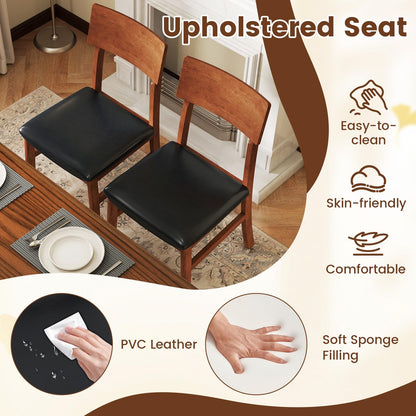 Goflame Wooden Dining Chairs Set Kitchen Side Chairs w/Rubber Wood Legs Faux Leather Upholstered Seat