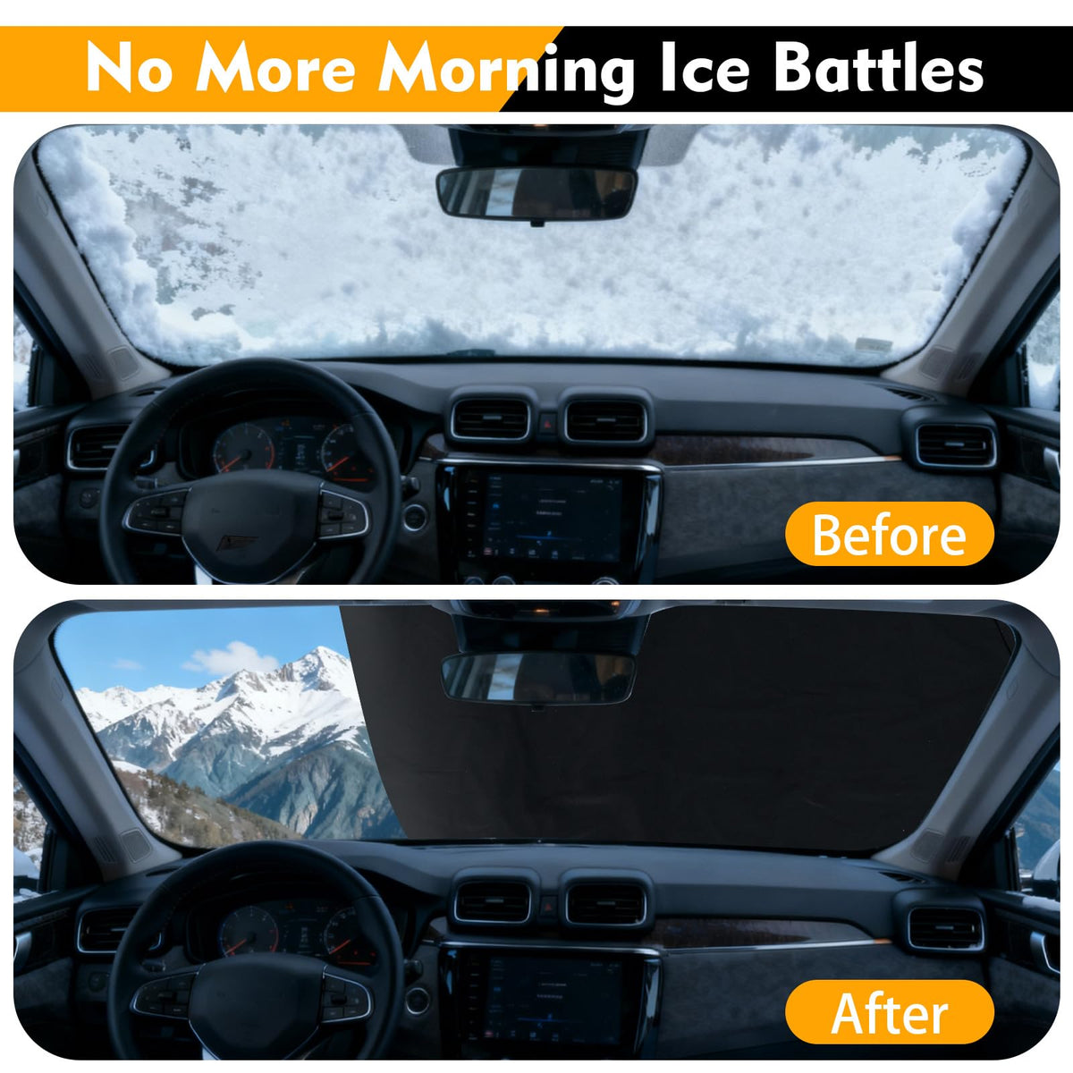 Goflame Car Windshield Snow Cover Set, Heavy Duty 600D Oxford Fabric Front & Rear Ice Frost Protectors