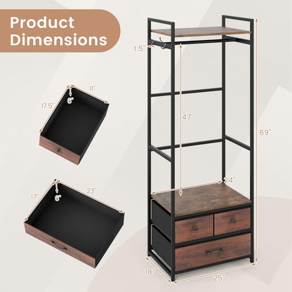 Goflame Clothes Rack with Drawers for Living Room