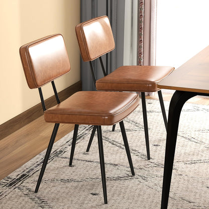 Goflame PU Leather Dining Chairs Set of 2/4, Upholstered Kitchen Chairs w/Padded Backrest & Seat, Metal Legs