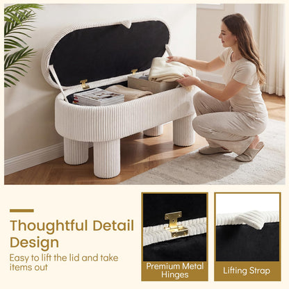 Goflame 42'' Storage Ottoman Bench with Hidden Storage Compartment & Legs