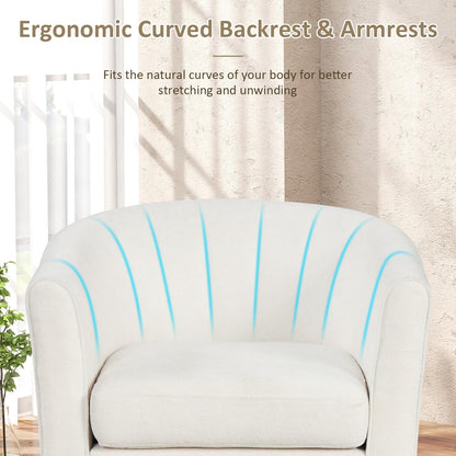 Goflame Modern Accent Chair with Ottoman, Upholstered Teddy Velvet Barrel Club Chair w/Footrest