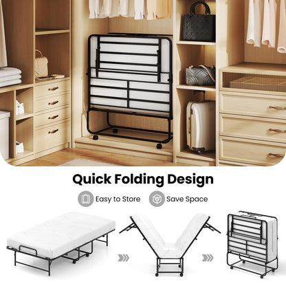 Goflame Twin Folding Bed Frame with Mattress
