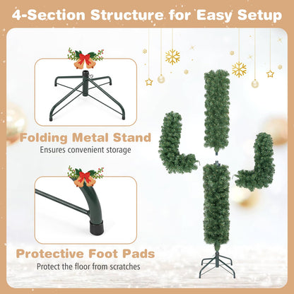 GOFLAME 5/6/7ft Pre-Lit Artificial Cactus Christmas Tree with Metal Stand