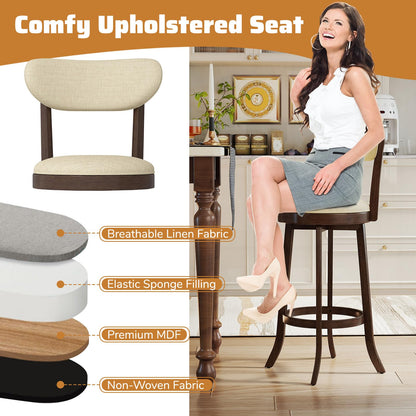 Goflame 30.5" Swivel Bar Stools Set for Kitchen Island Dining Room Pub