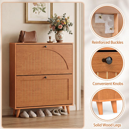 Goflame Shoe Storage Cabinet with 2 Flip Drawers
