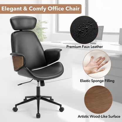 Goflame Ergonomic High Back Faux Leather Executive Chair with Headrest