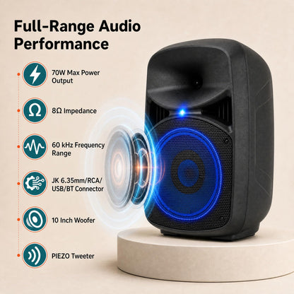GOFLAME 10-Inch Bluetooth PA Speaker