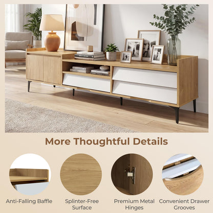 Goflame Modern TV Stand for 80" Television with Open Shelf