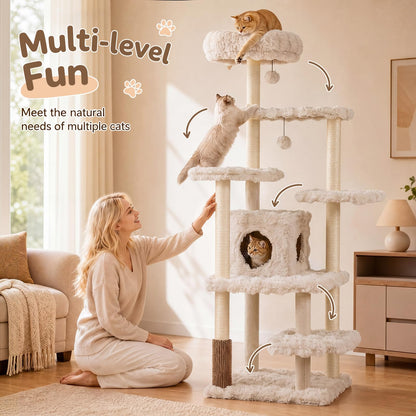 Multi-level Cat Tree with Top Perch & Cozy Condo