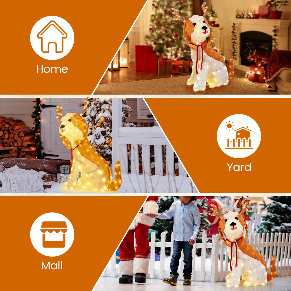 Goflame Lighted Christmas Dog, Indoor Outdoor Puppy Decoration w/LED Lights