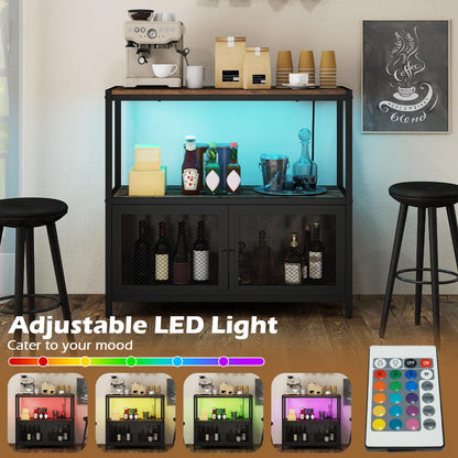Goflame Wine Cabinet with LED Lights for Kitchen Living Room