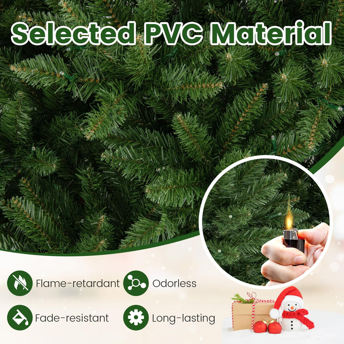 Goflame 12ft Pre-Lit Artificial Christmas Tree with 360° Quick Power Connector