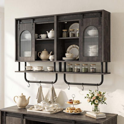 Goflame Bathroom Wall Cabinet with Sliding Barn Door
