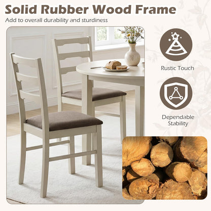 Goflame Wood Farmhouse Upholstered Kitchen Chairs with Ladder Back Design (2/4)