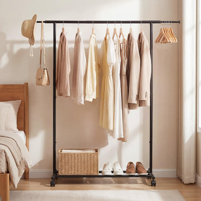 Goflame Extendable Heavy-Duty Rolling Clothing Rack with Wheels