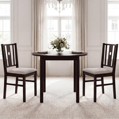 Goflame Wood Dining Chairs w/Fabric Padded Seat & Slatted Curved Back (2/4)