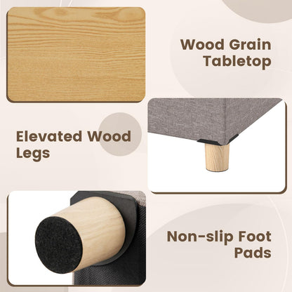 Goflame 18 Inches Ottoman with Storage and Rubber Wood Legs