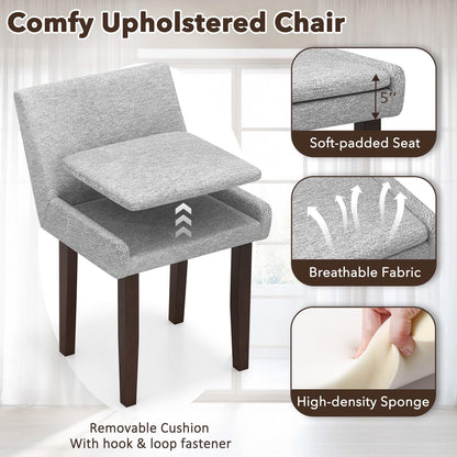 Goflame Linen Upholstered Accent Chairs w/Mid Back & Cushioned Seat