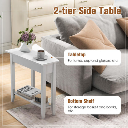 Triangle Side Table with Storage Shelf - Goflame