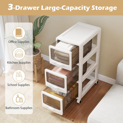 Goflame 3/4/5-Tier Plastic Drawer Storage Organizer Rolling Cart with Drawers & Lockable Wheels