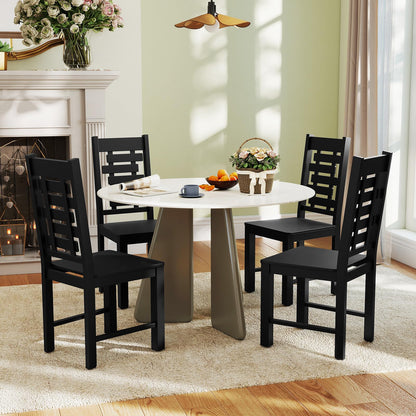 Goflame Wooden Dining Chairs Set 100% Solid Rubber Wood Kitchen Chair with High & Tilted Backrest