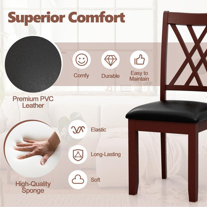 Goflame Wood Dining Chairs Set of 2, Faux Leather Upholstered Kitchen Chairs with Rubber Wood Legs