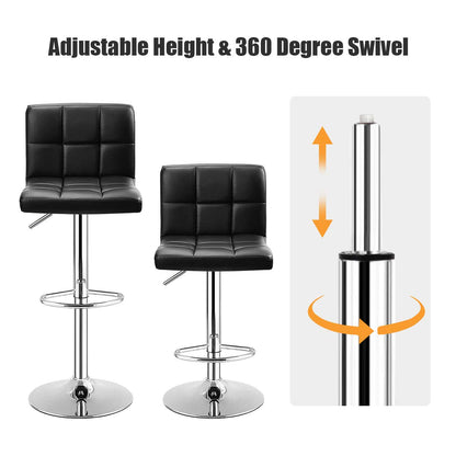Goflame Bar Stool, Modern Swivel Adjustable Armless Barstools, Square Counter Height PU Leather Bar Stools