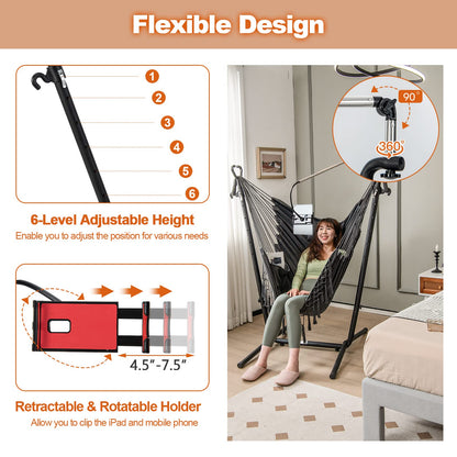 Goflame Hanging Swing with Stand - Hammock Chair with Phone Holder
