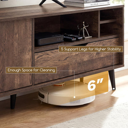 Goflame TV Stand for TVs up to 65 Inches Rustic Entertainment Center