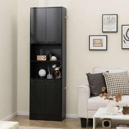 Goflame Kitchen Pantry Cabinet, 75” Tall Freestanding Cupboard with Doors & Shelves