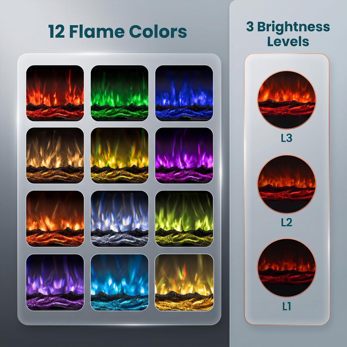 GOFLAME 36"/40" Recessed Electric Fireplace Insert