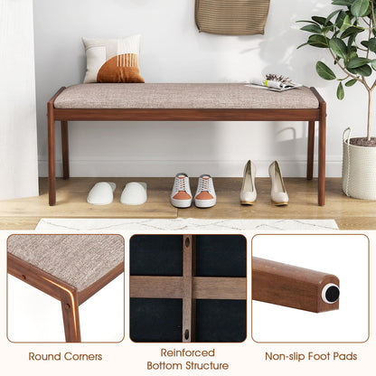 Goflame 45" Upholstered Entryway Bench with Rubber Wood Legs and Fabric Padded Seat