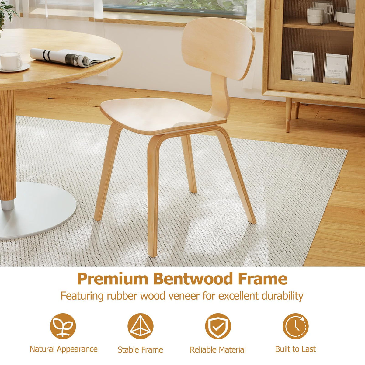 Goflame Modern Dining Chair Set of 2/4 with Wide Seat