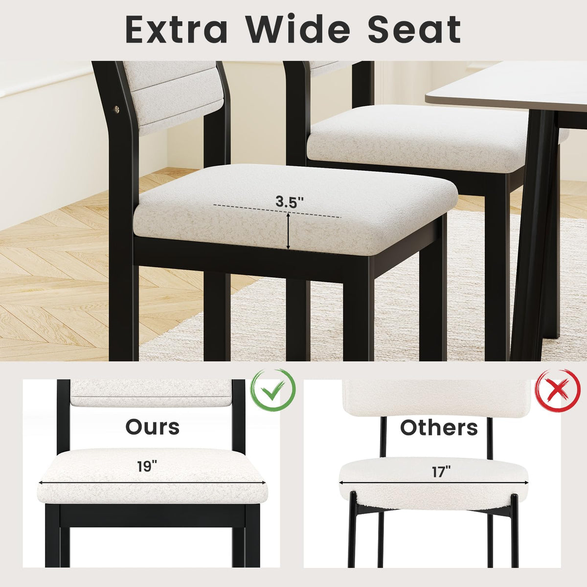 Goflame Sherpa Kitchen Chairs with Wood Frame & Padded Seat