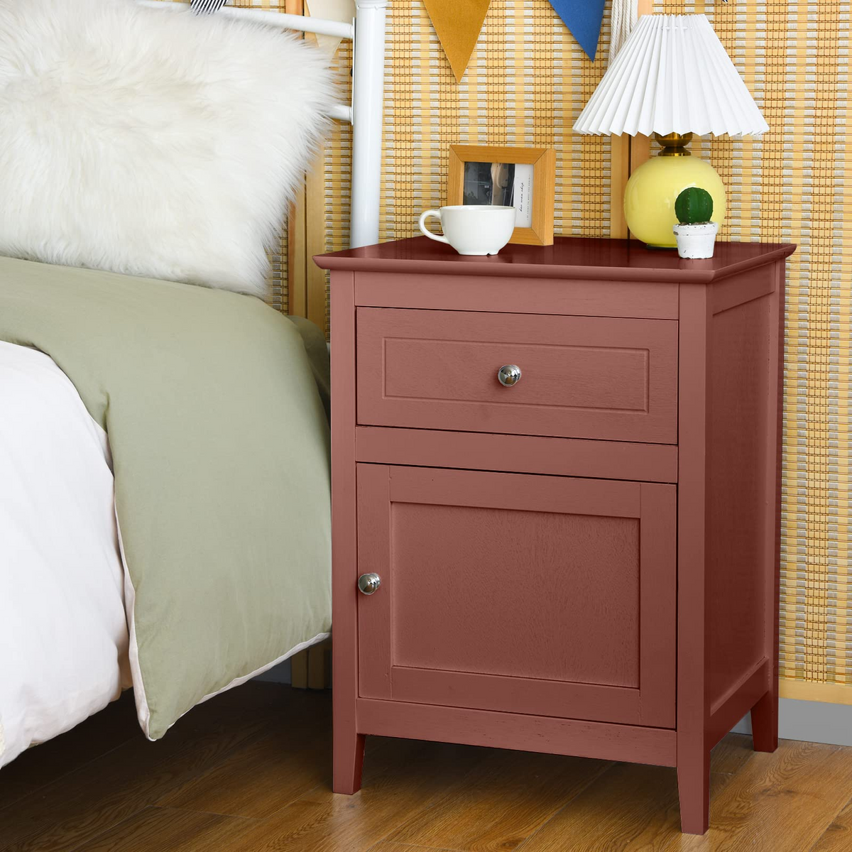 Wooden End Table W/Shelf - Goflame