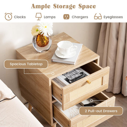 Goflame Rattan Nightstand Set of 2
