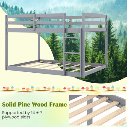 Goflame Full Over Full Bunk Bed Solid Wood Kids Bunk Bed with Full-Length Guardrails